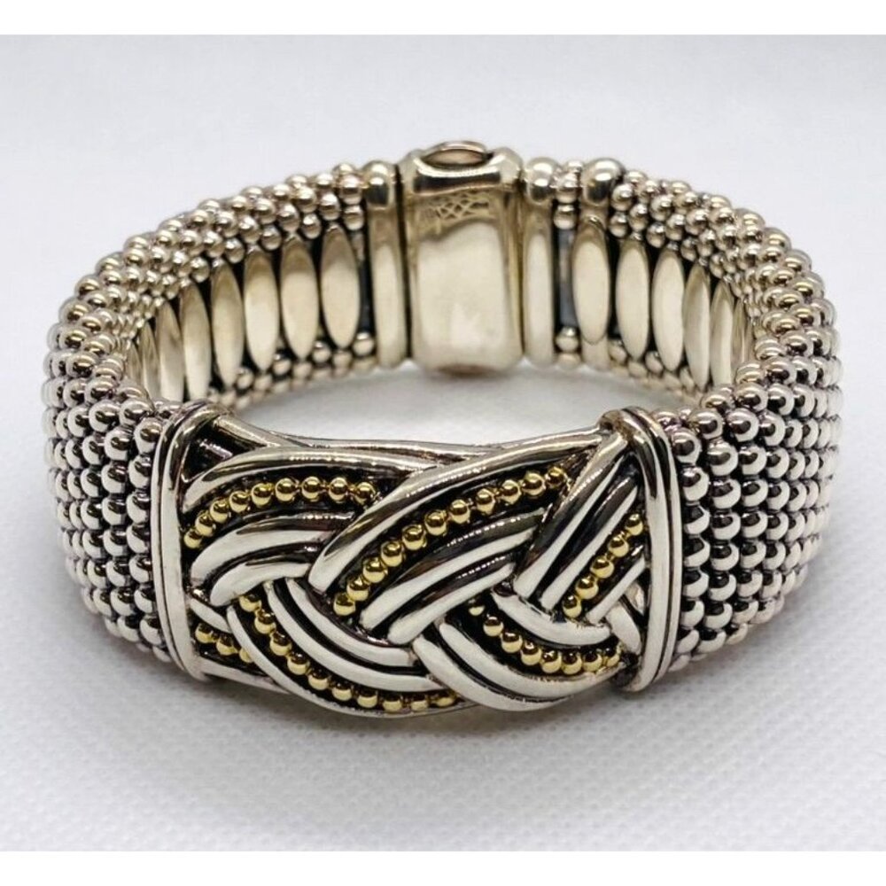 Lagos Caviar Bangle Bracelet Sterling Silver 925 18K 750 Heavy